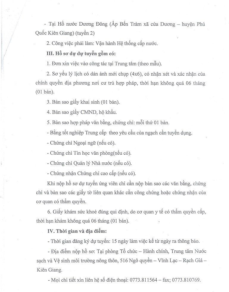 Thông báo tuyển dụng 2015